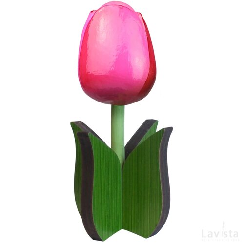 Tulip on leaf 14 cm, pink red