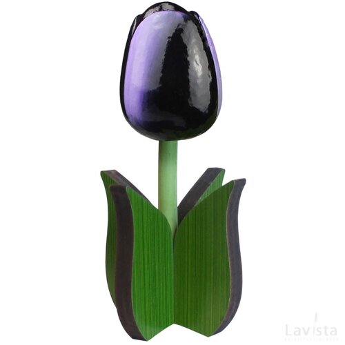 Tulip on leaf 14 cm, aubergine white