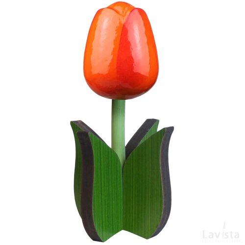Tulip on leaf 14 cm, orange red