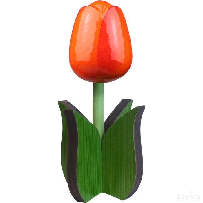 Tulip on leaf 14 cm, orange red