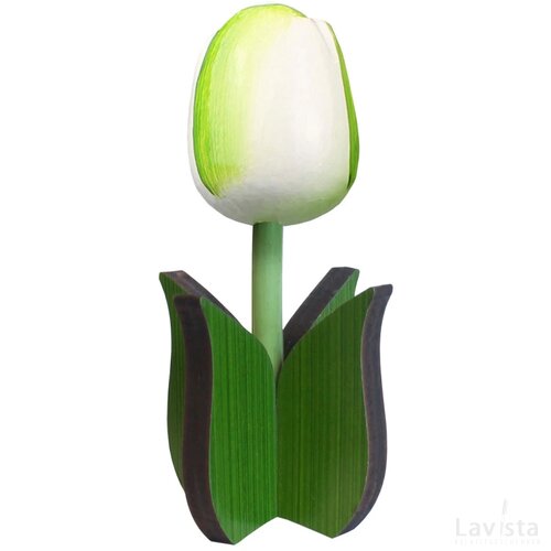 Tulip on leaf 14 cm, white green