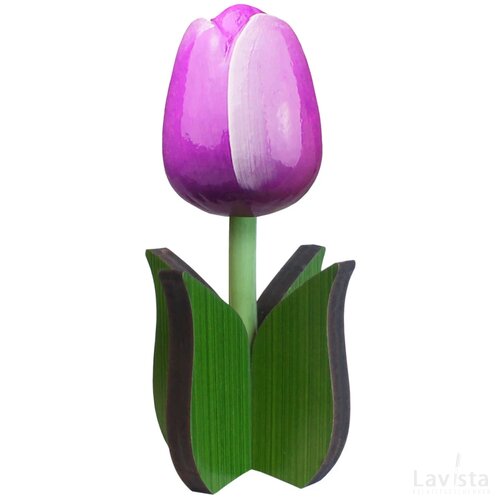 Tulip on leaf 14 cm, purple white