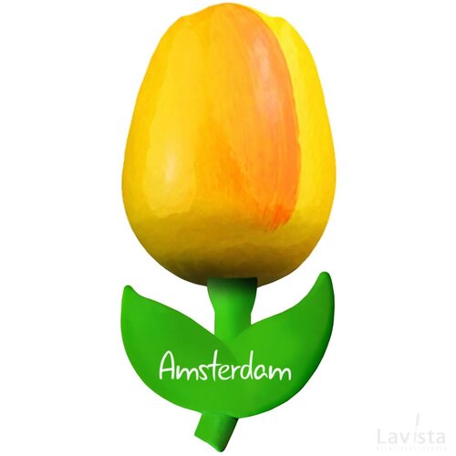 Tulip magnet 6 cm ( small ), yellow orange Amsterdam