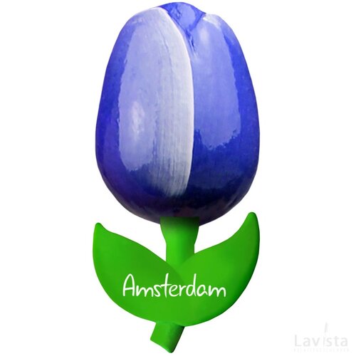 Tulip magnet 6 cm ( small ), blue white Amsterdam