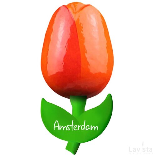 Tulip magnet 6 cm ( small ), orange red Amsterdam