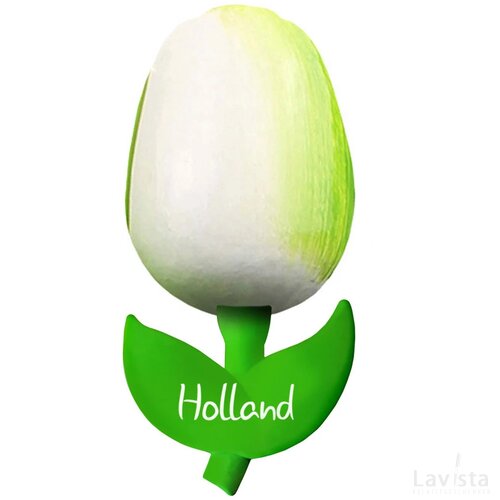Tulip magnet 6 cm ( small ), white green Holland