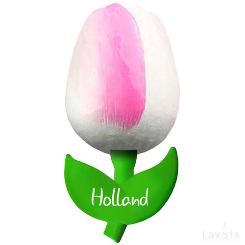 Tulip magnet 6 cm ( small ), white pink Holland