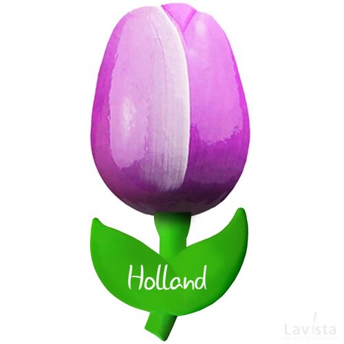 Tulip magnet 6 cm ( small ), purple white Holland