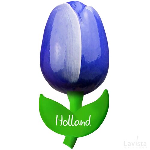 Tulip magnet 6 cm ( small ), blue white Holland