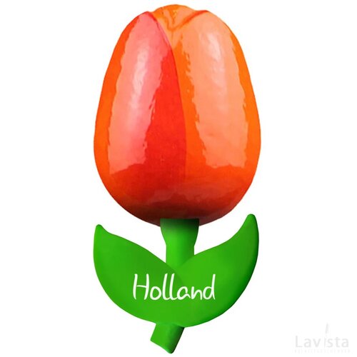 Tulip magnet 6 cm ( small ), orange red Holland