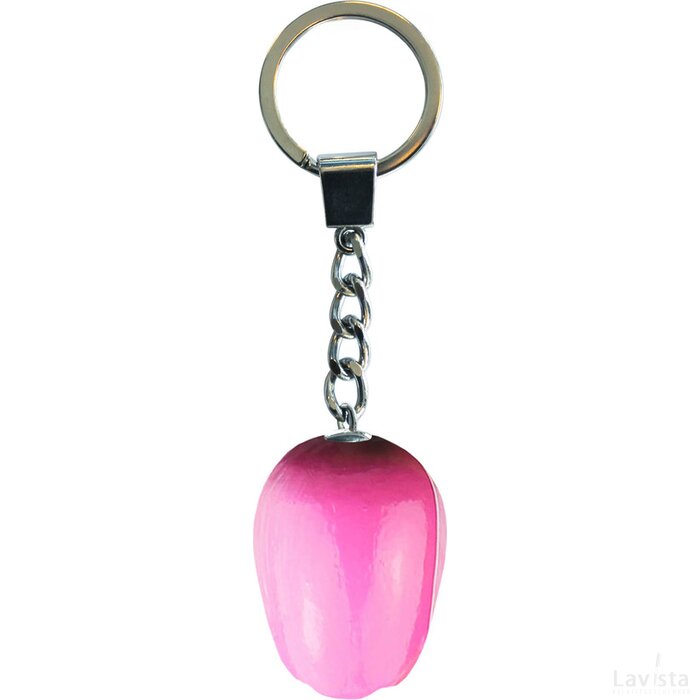 Key chain 1 tulip 3,5 cm, pink white