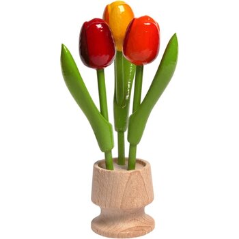 Wooden jar, 3 tulips ra, or, yo
