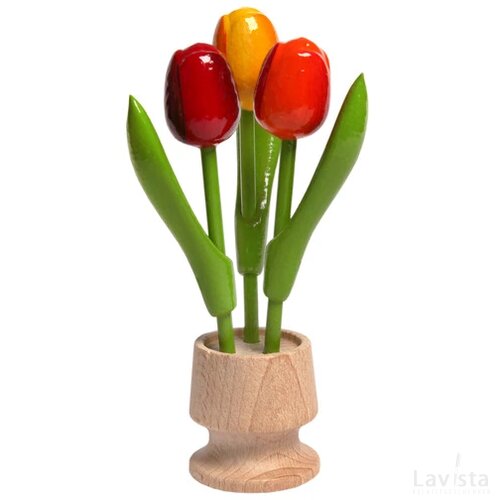 Wooden jar, 3 tulips ra, or, yo