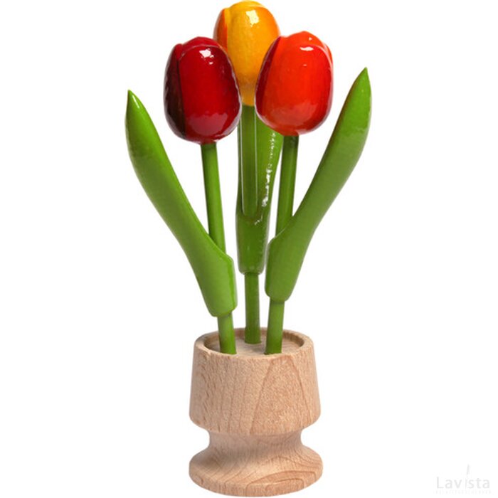 Wooden jar, 3 tulips ra, or, yo