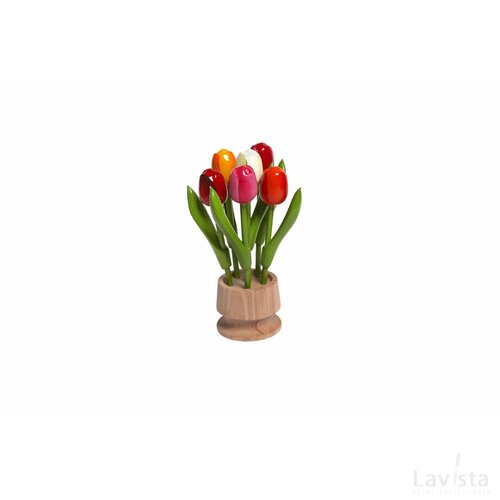 Wooden jar, 6 tulips
