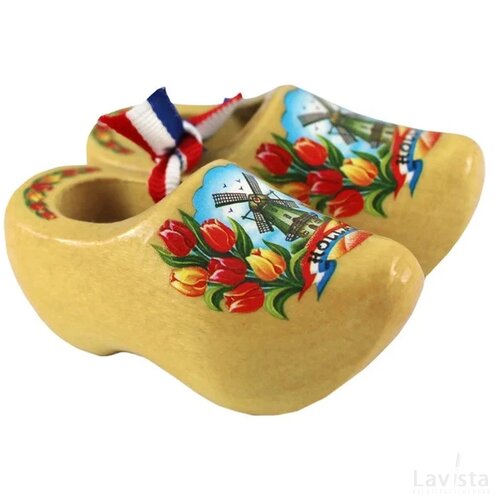 Pair wooden shoes 6 cm, varnished tulip