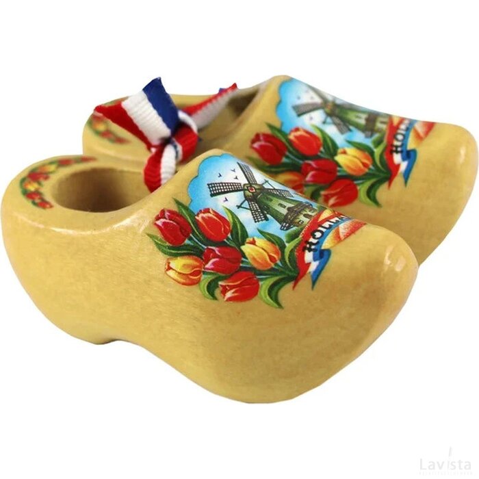 Pair wooden shoes 6 cm, varnished tulip