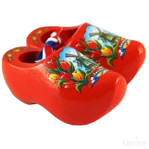 Pair wooden shoes 6 cm, orange tulip