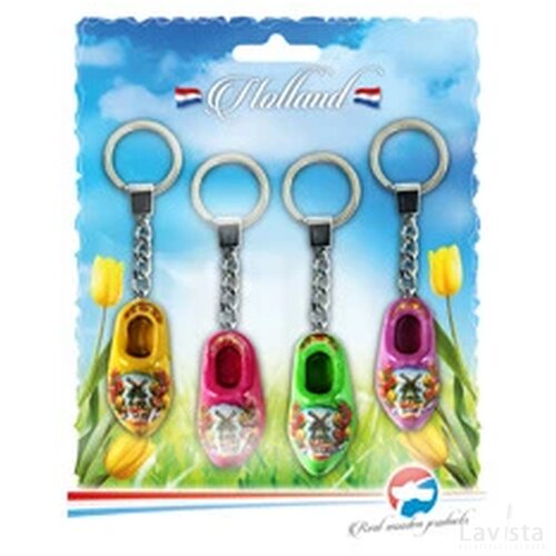 Blister 4 keychains 1 shoe 4 cm, ye,pi,li,pu