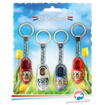 Blister 4 keychains 1 shoe 4 cm, red,db,bl,or.