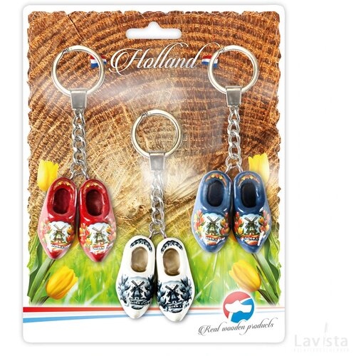 Blister 3 keychains 2 shoes 4cm, rd,db,bl.