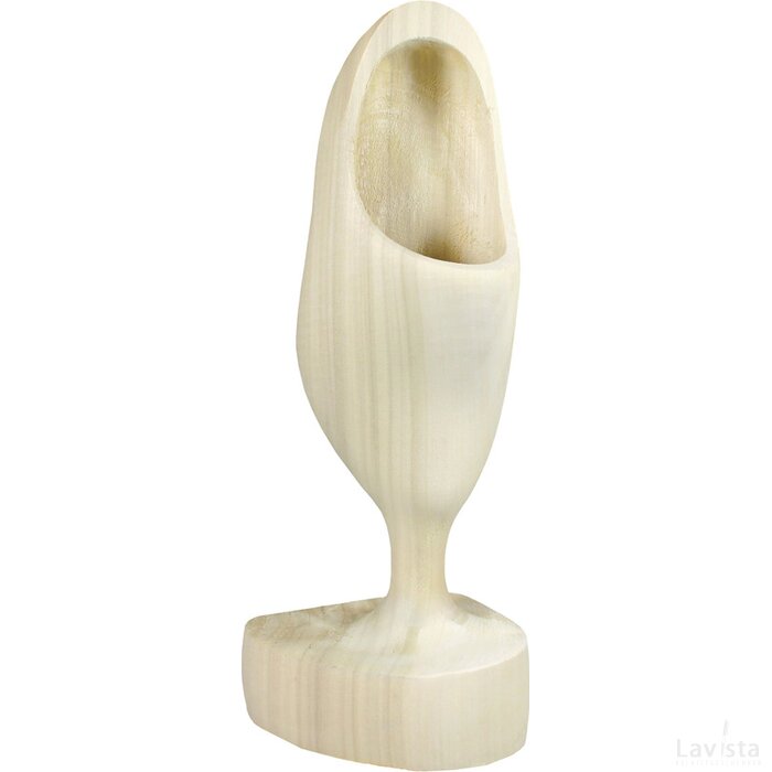 Wooden shoe on pedestal 26 cm, sanded