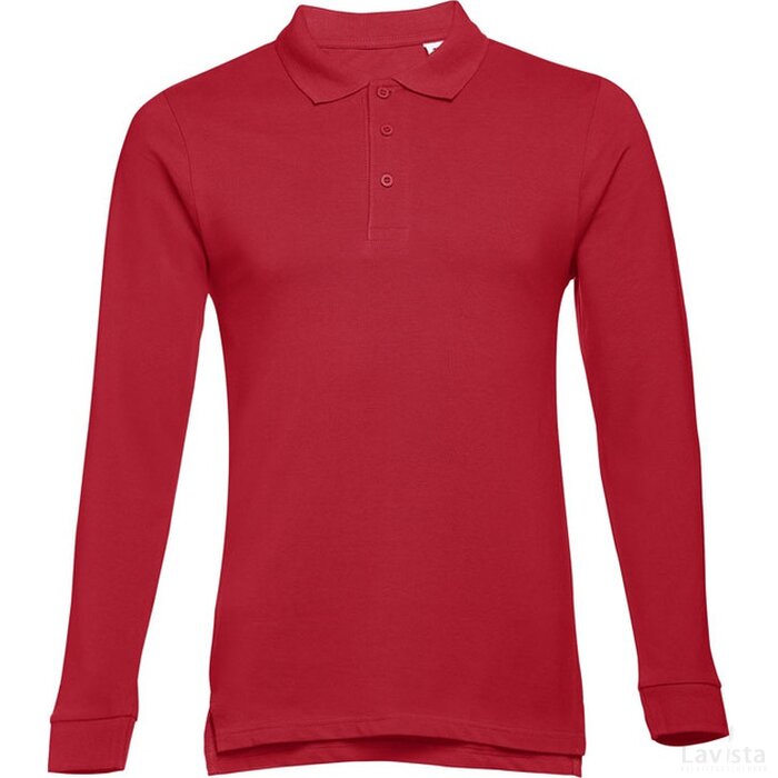Thc Bern Polo Hemd Met Lange Mouwen Voor Mannen Bordeaux Rood