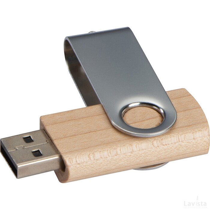 USB-stick twist van hout, licht bruin