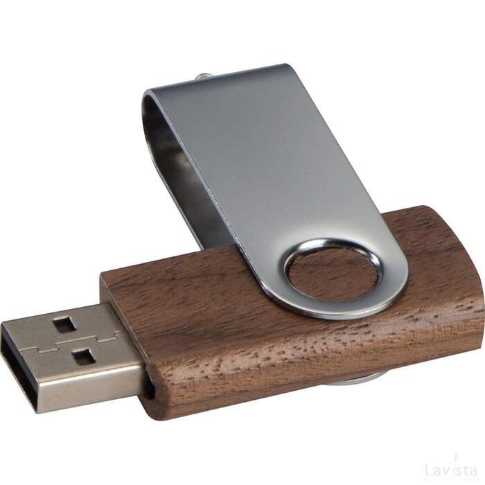 USB-stick twist van hout, donker bruin