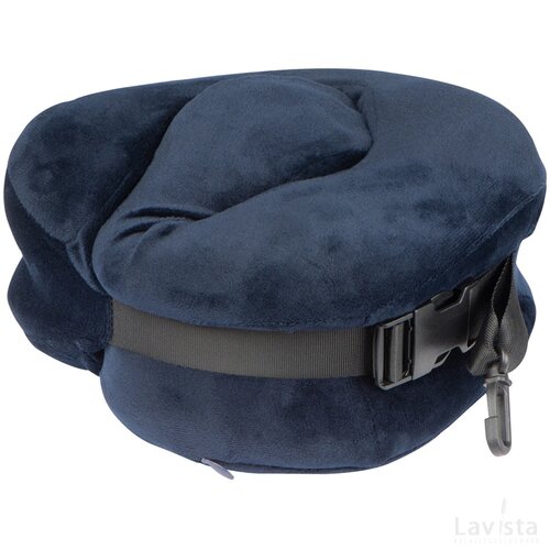 Nekkussen van pluche met een brede sluitband donkerblauw darkblue donkerblauw