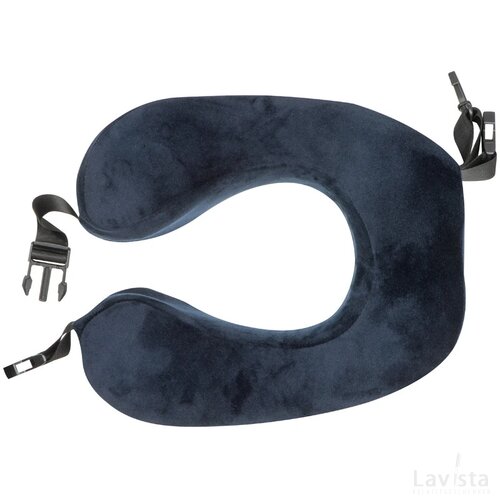 Nekkussen van pluche met een brede sluitband donkerblauw darkblue donkerblauw