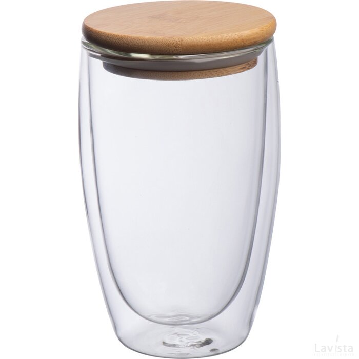 Dubbelwandig glas met inhoud 500 ml transparant