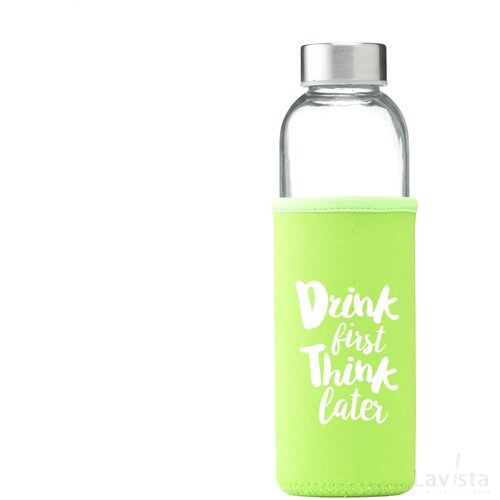 Senga Glass Drinkfles Limegroen