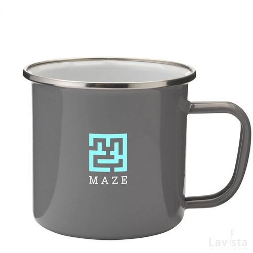 Retro Silver Emaille Mug Mok Grijs/Zilver