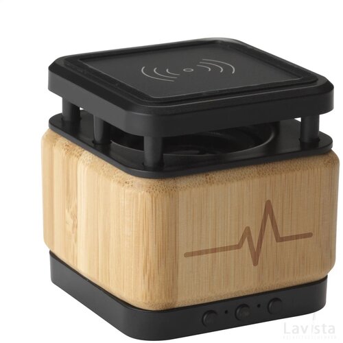 Bamboo Block Speaker Met Draadloze Oplader Hout