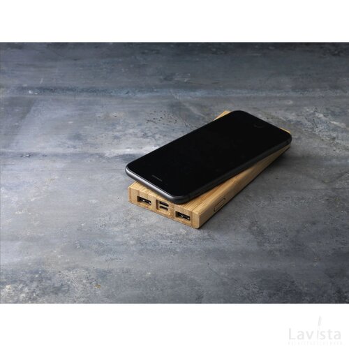 Bamboo 8000 Wireless Powerbank Draadloze Oplader Hout