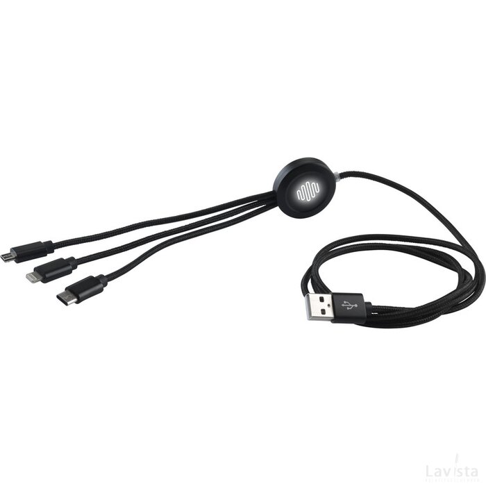 Braided Cable 3-In-1 Light Up Oplaadkabel Zwart