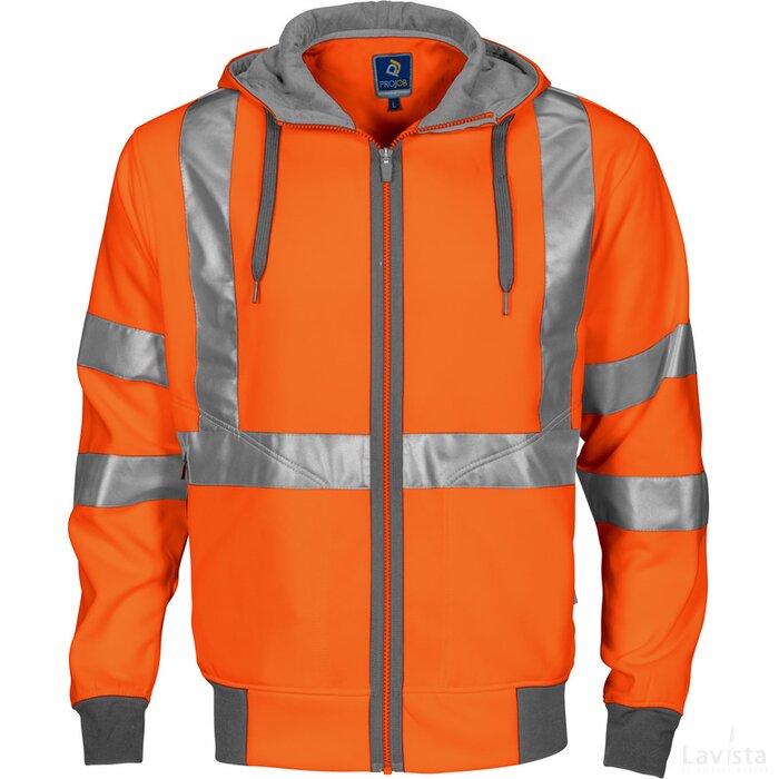 Heren projob 6104 hood jacket oranje/grijs