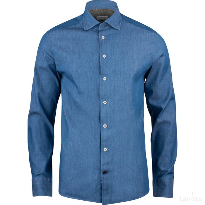 Heren j. harvest & frost indigo bow 130 regular shirt indigo