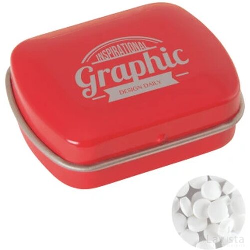 Klein blik met ca. 10 gr. extra strong mints rood