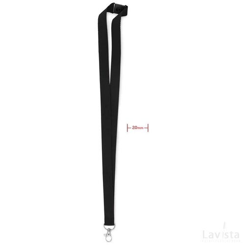 Lanyard, haak en clip. 20 mm Pany zwart