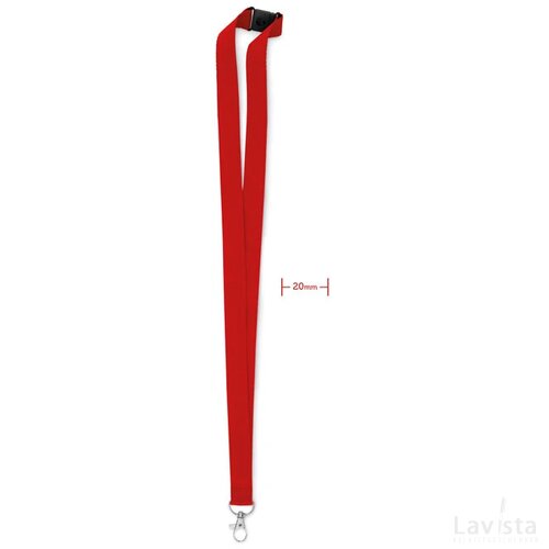 Lanyard, haak en clip. 20 mm Pany rood