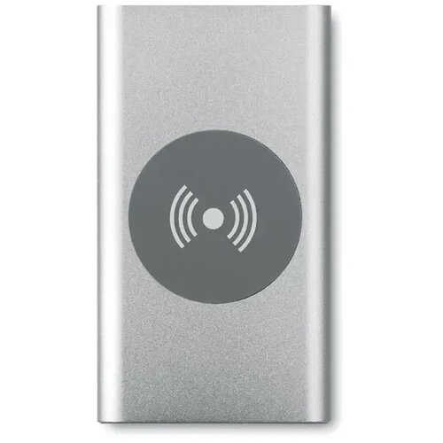 Draadloze aluminium powerbank (4.000 mAh) Zilver
