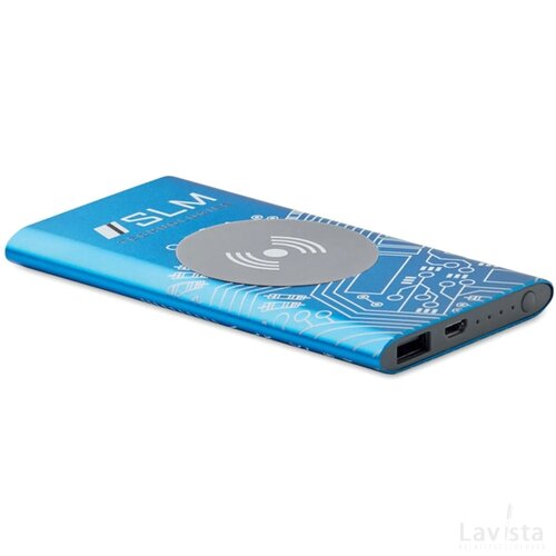 Draadloze aluminium powerbank (4.000 mAh) Kobaltblauw