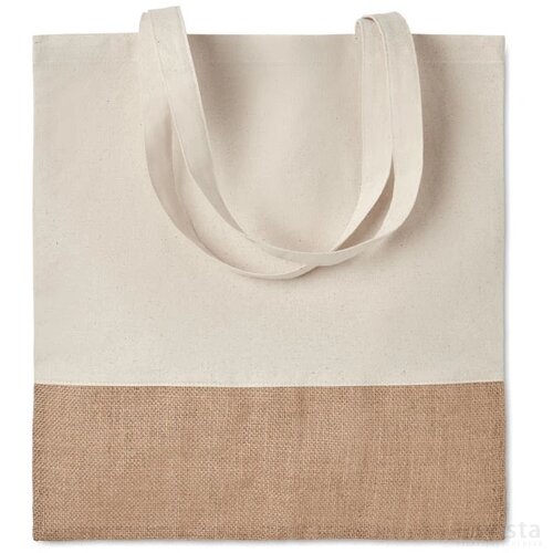 Boodschappentas met jute India tote beige