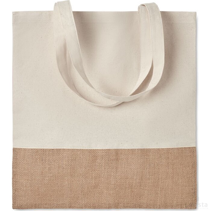 Boodschappentas met jute India tote beige