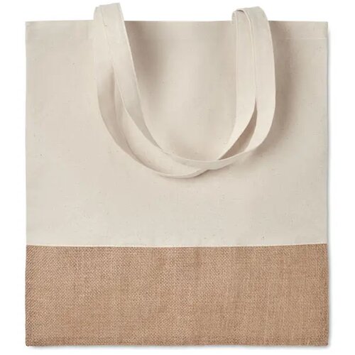 Boodschappentas met jute India tote beige