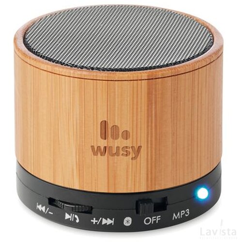 Ronde speaker met bamboe Zwart