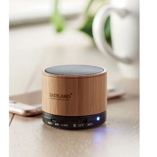 Ronde speaker met bamboe Zwart