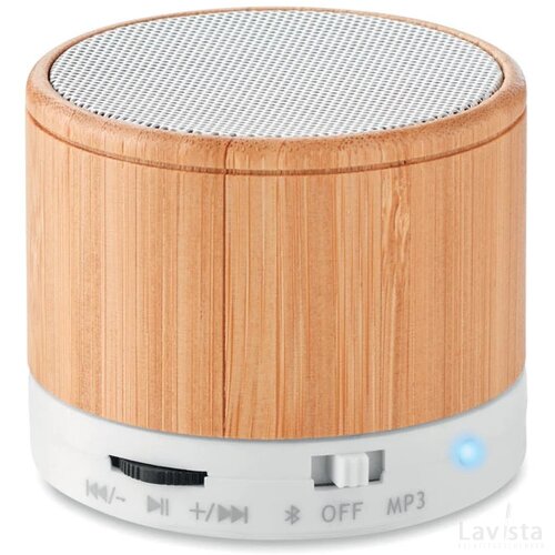 Draadloze luidspreker Round bamboo wit